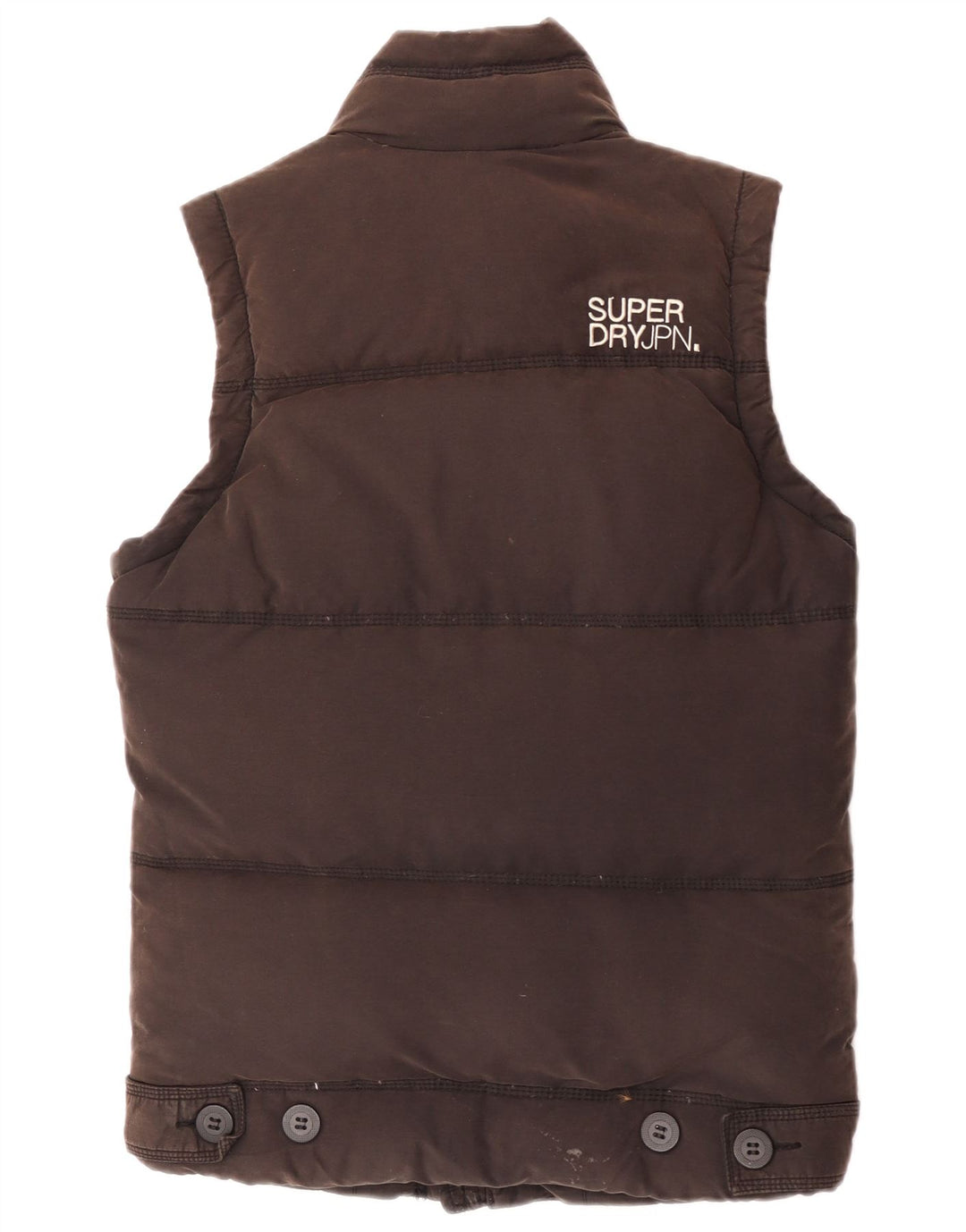 Superdry Womens Polstret Gilet UK 36 Lille brun bomuld