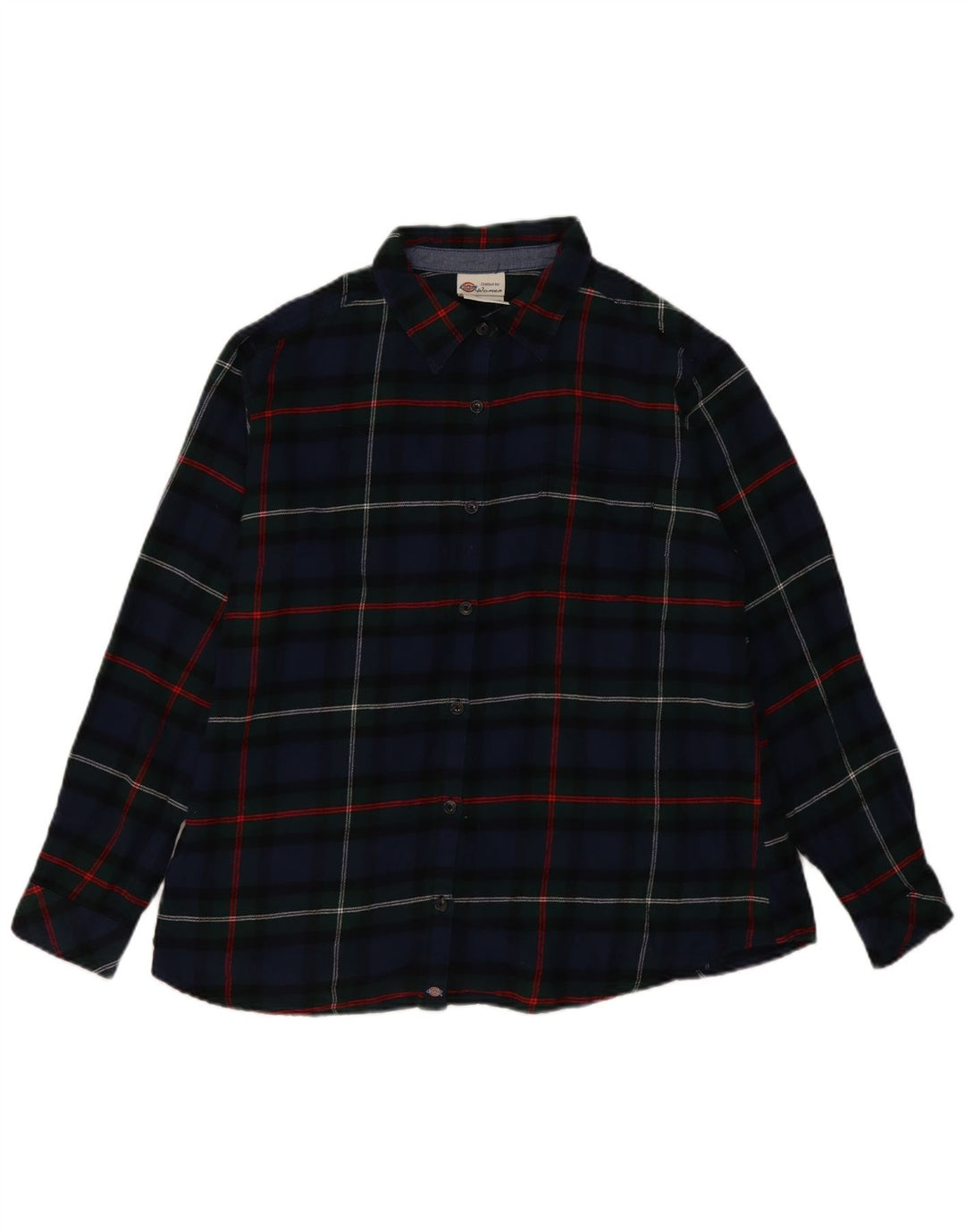 DICKIES Dame Oversized Flanell Shirt UK 18 XL Navy Blue Check