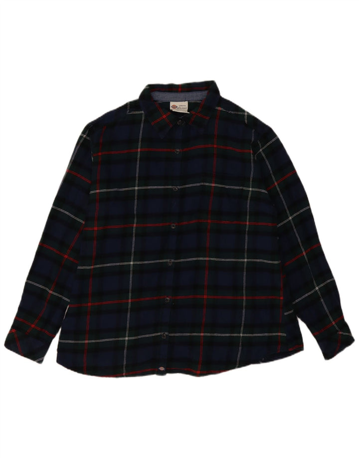 DICKIES Dame Oversized Flanell Shirt UK 18 XL Navy Blue Check