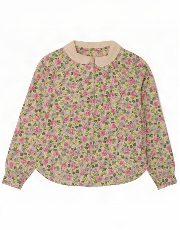 Vintage Womens Shirt Blouse UK 16 Large Multicoloured Floral Cotton