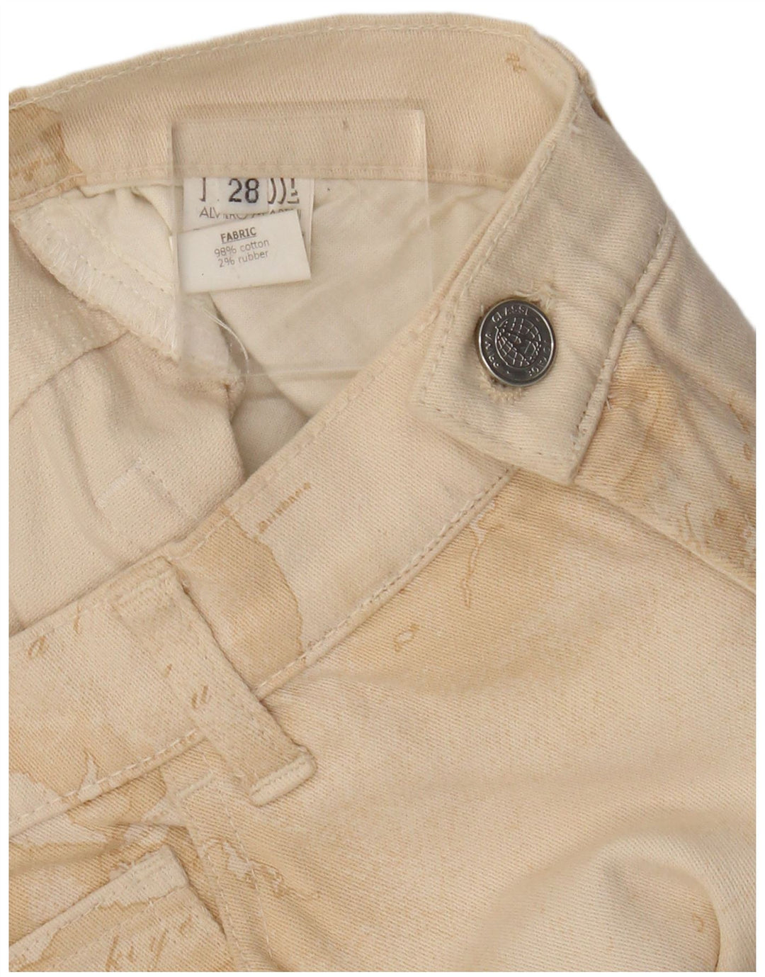 ALVIERO MARTINI kvinders abstrakt mønster fritidsbukser W28 L30 Beige
