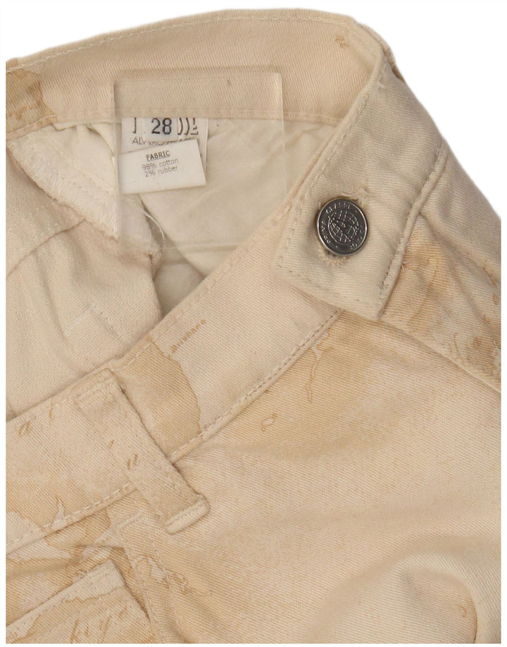 ALVIERO MARTINI kvinders abstrakt mønster fritidsbukser W28 L30 Beige