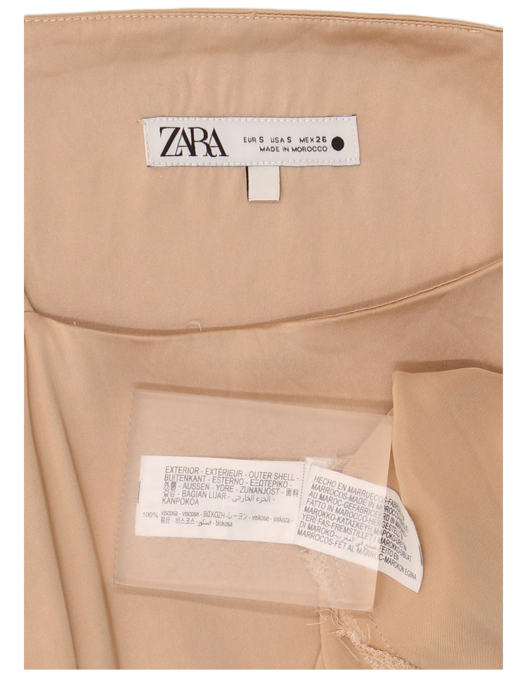 Zara Dame Cami Top UK 10 Small Beige Viscose
