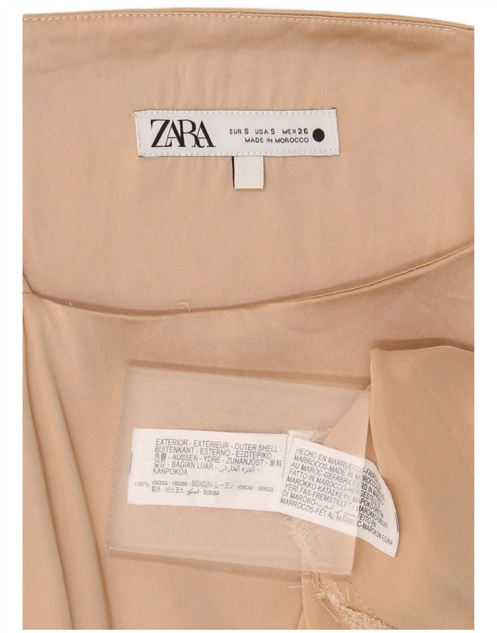 Zara Dame Cami Top UK 10 Small Beige Viscose