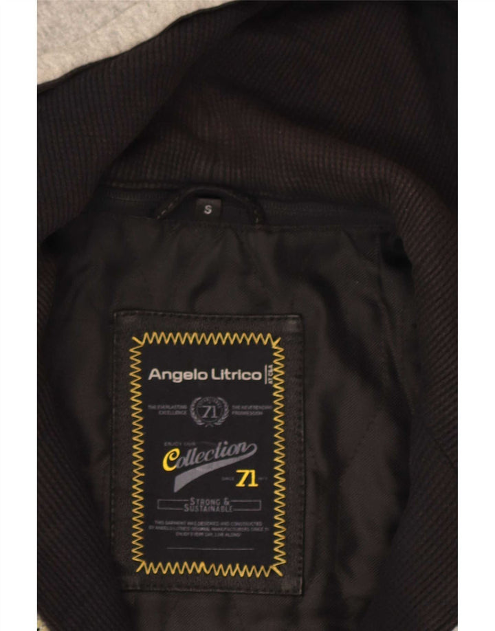 Angelo Litrico Herre hættelæderjakke UK 36 Small Black Colourblock