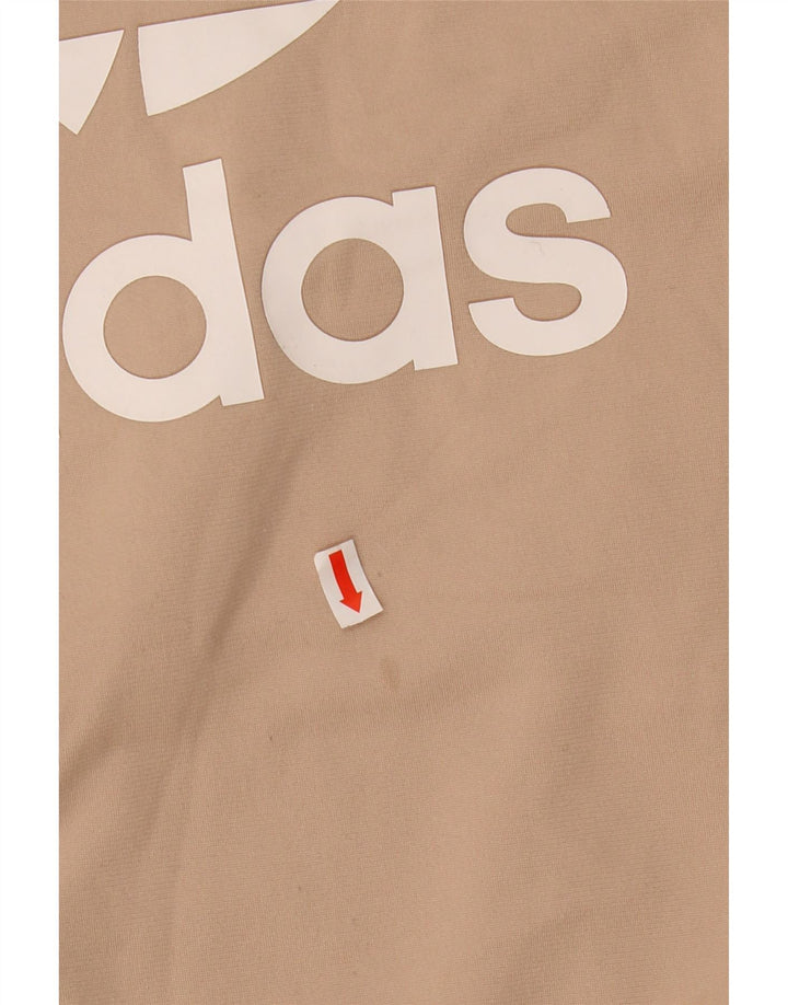 Adidas Dame Grafisk Sweatshirt Jumper UK 14 Stor Beige Polyester