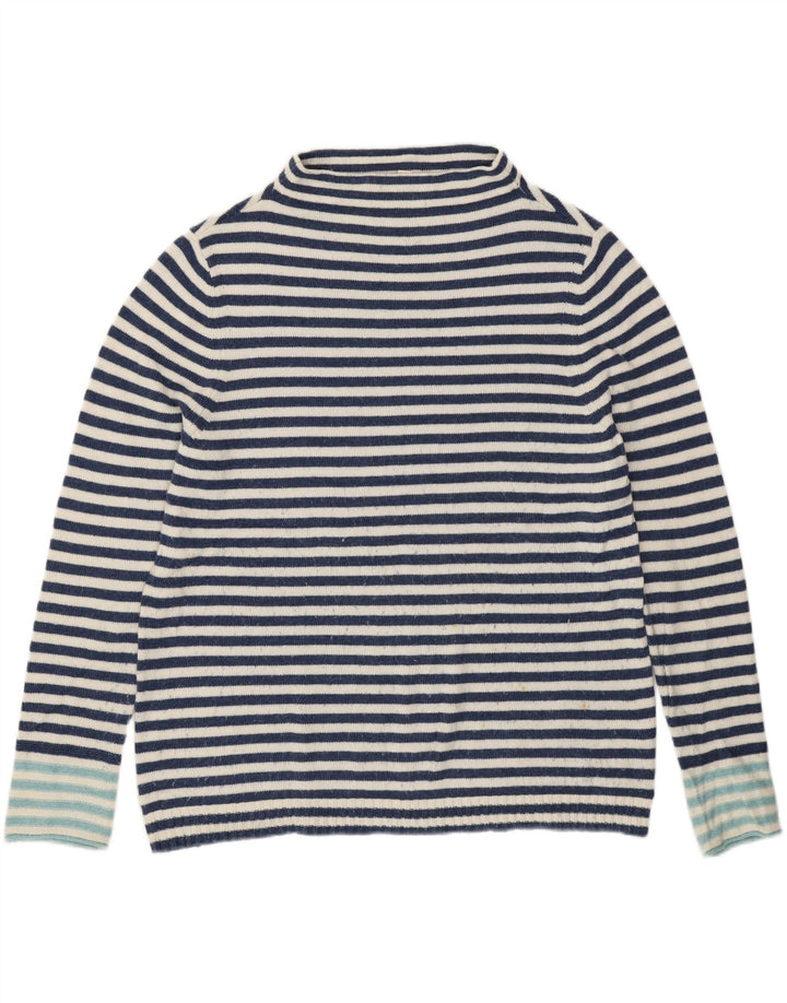 WHITE STUFF Womens Turtle Neck Jumper Sweater UK 18 XL Navy Blue Striped