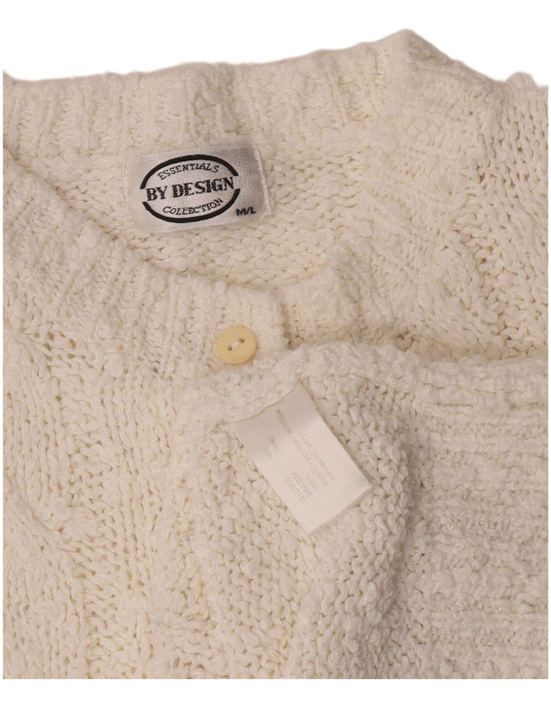 Vintage Womens Button Neck Jumper Sweater UK 14 Medium White Acryl