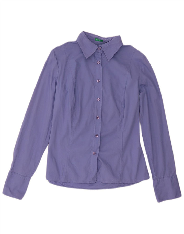 Benetton Dameskjorte UK 14 Medium Lilla Bomuld
