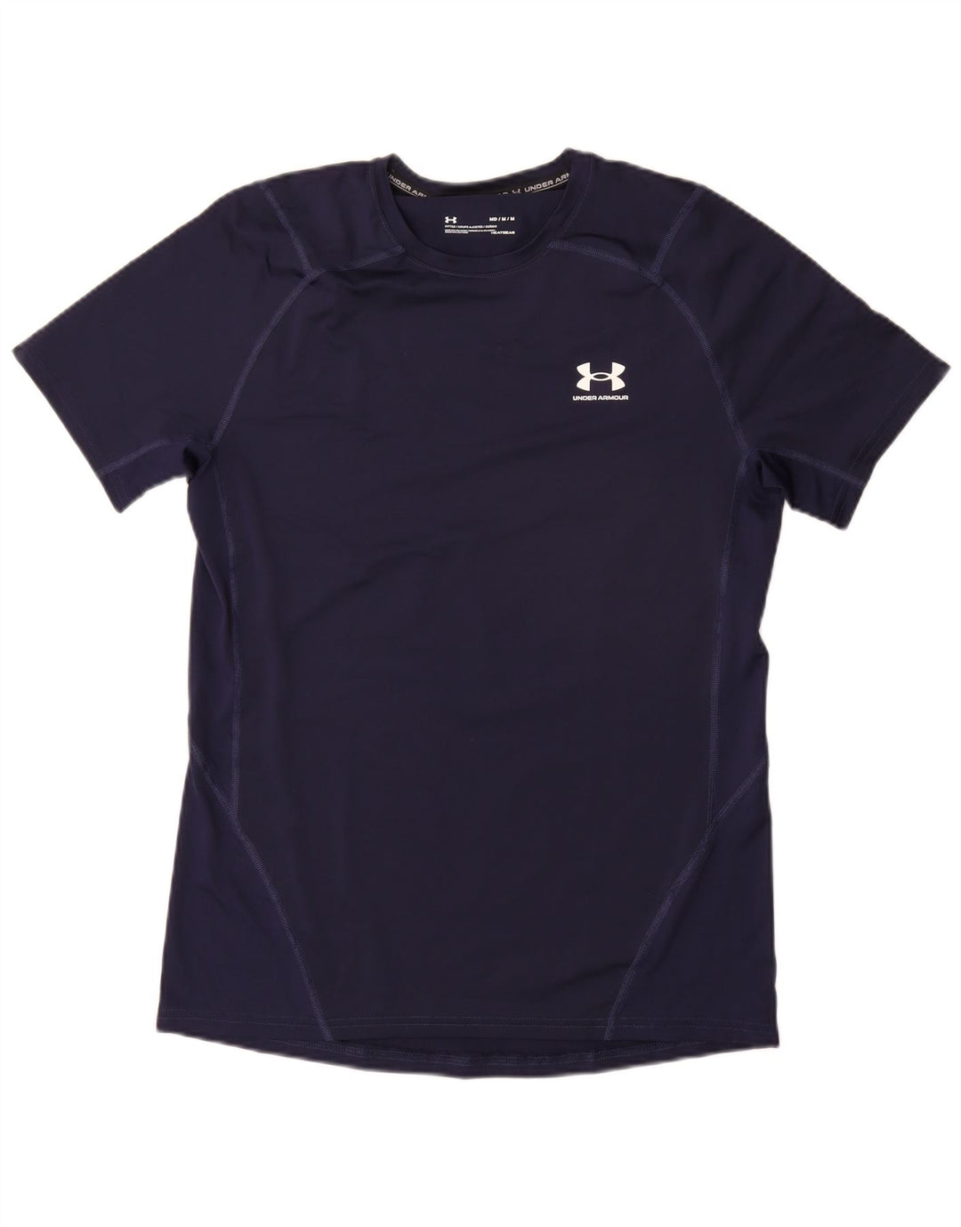 UNDER ARMOUR Herre Heat Gear T-Shirt Top Medium Navy Blue Syntetisk