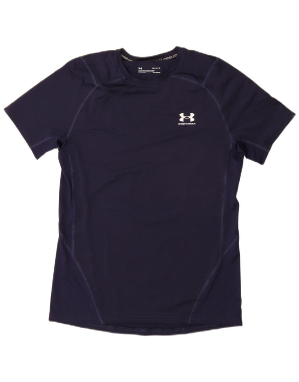 UNDER ARMOUR Herre Heat Gear T-Shirt Top Medium Navy Blue Syntetisk