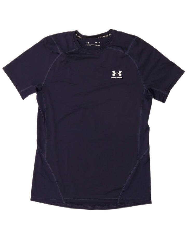 UNDER ARMOUR Herre Heat Gear T-Shirt Top Medium Navy Blue Syntetisk