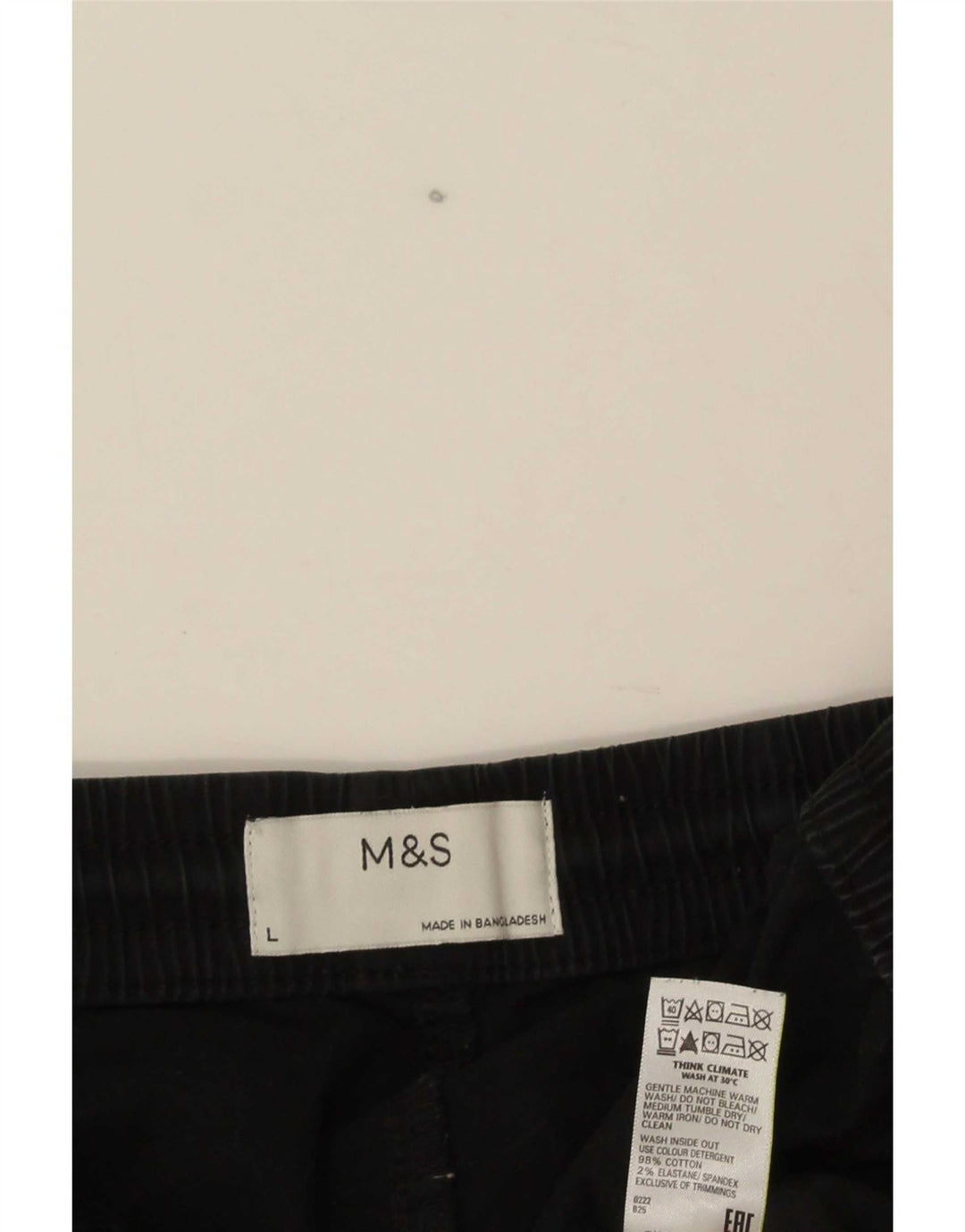 Marks & Spencer Herre Chino Shorts Large W34 Sort Bomuld