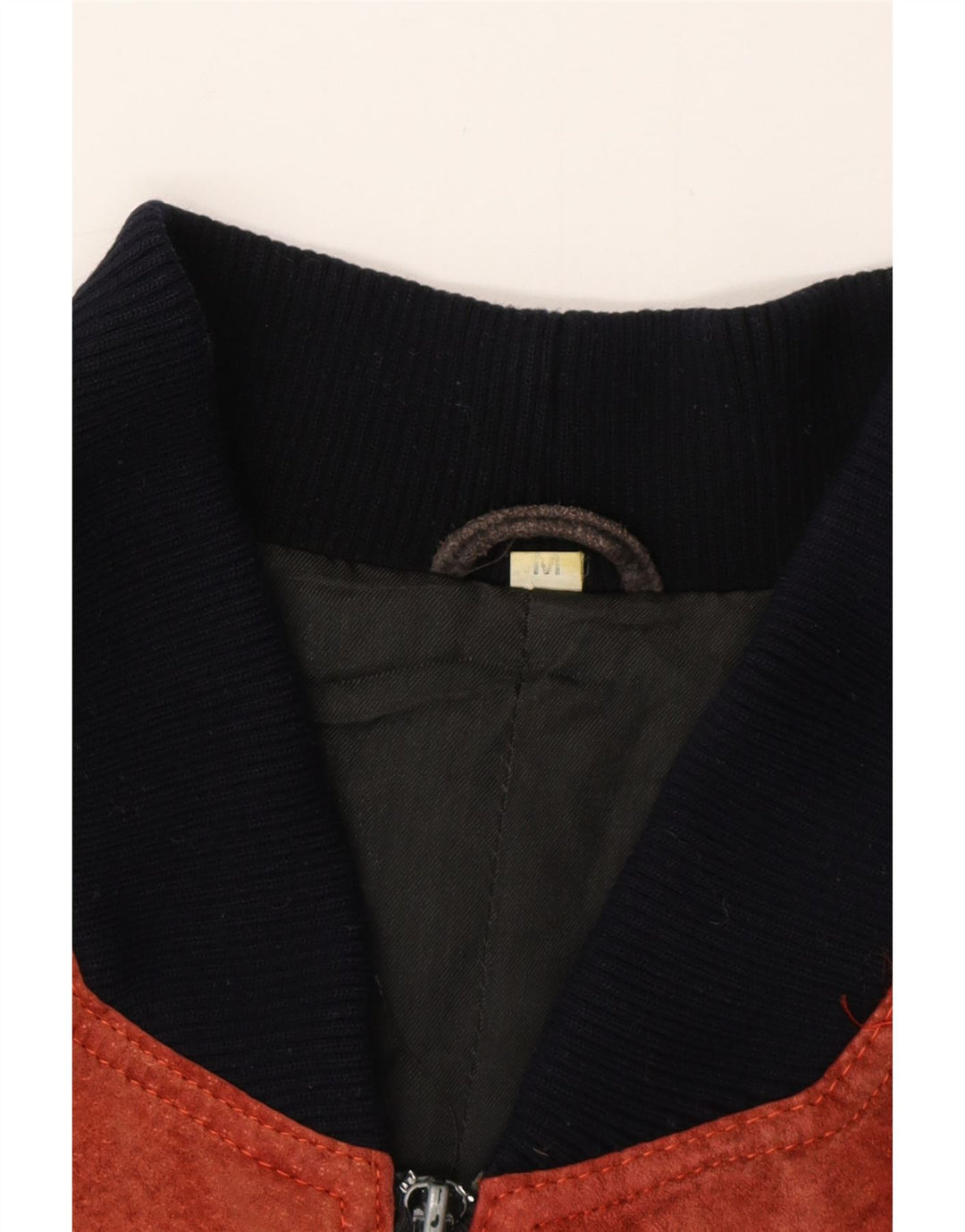 VINTAGE Herre Loose Fit Suede Bomber Jacket UK 38 Medium Red Colourblock