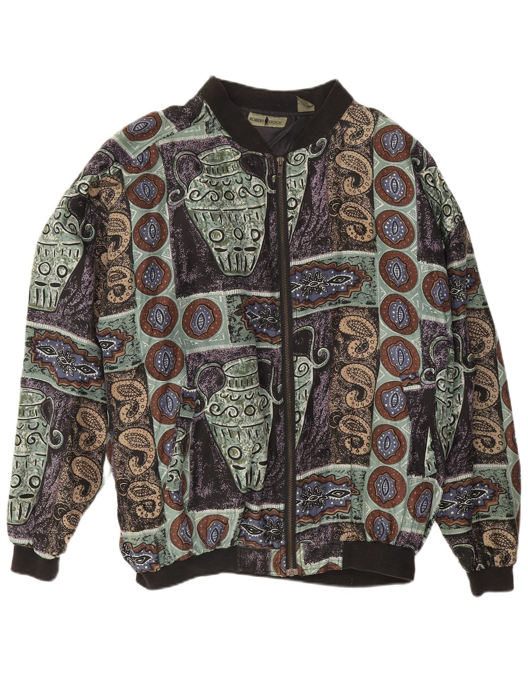 Robert Stock Herre Loose Fit Bomber Jacket UK 40 Large Multicolored Paisley