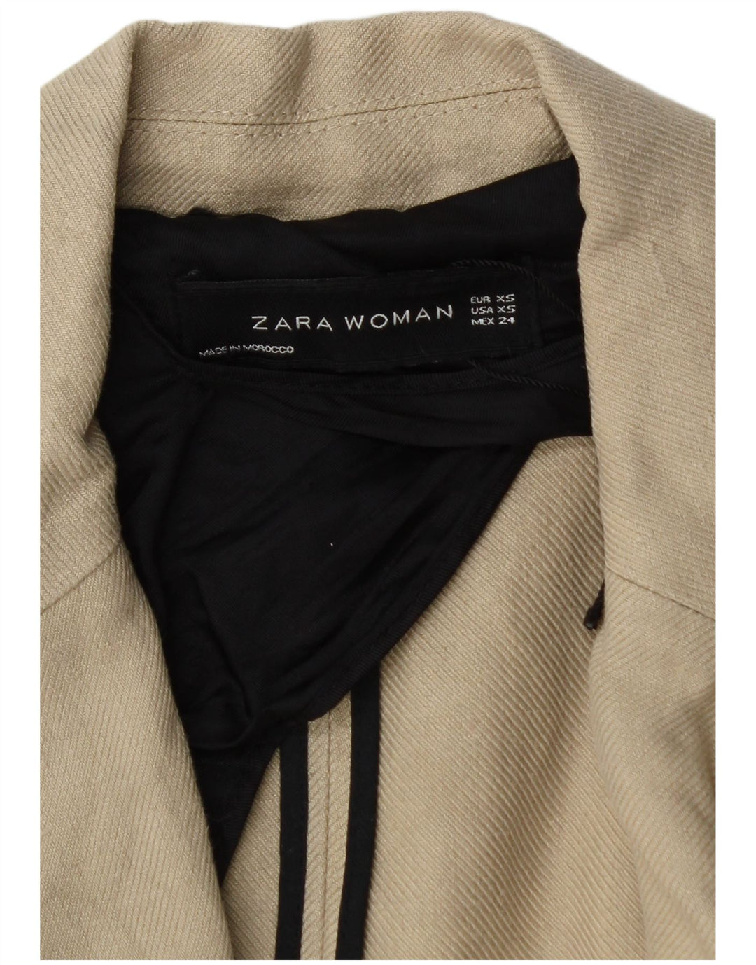 Zara Dame Dobbeltradet Frakke UK 6 XS Beige Linen
