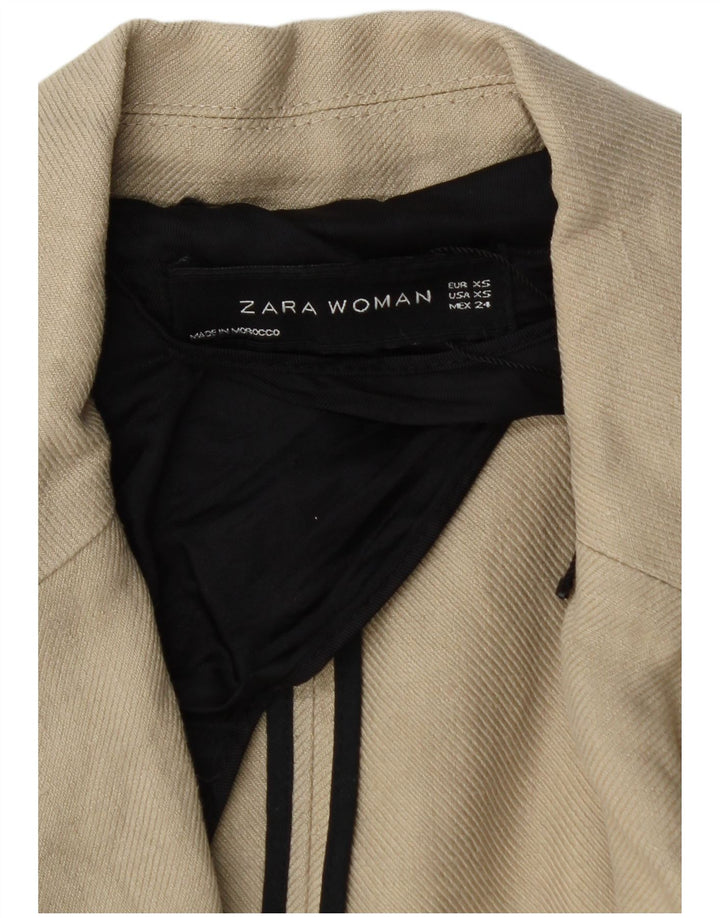 Zara Dame Dobbeltradet Frakke UK 6 XS Beige Linen
