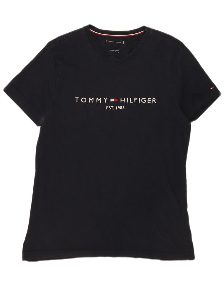 Tommy Hilfiger Herre grafisk T-shirt Top Medium Navyblå Bomuld