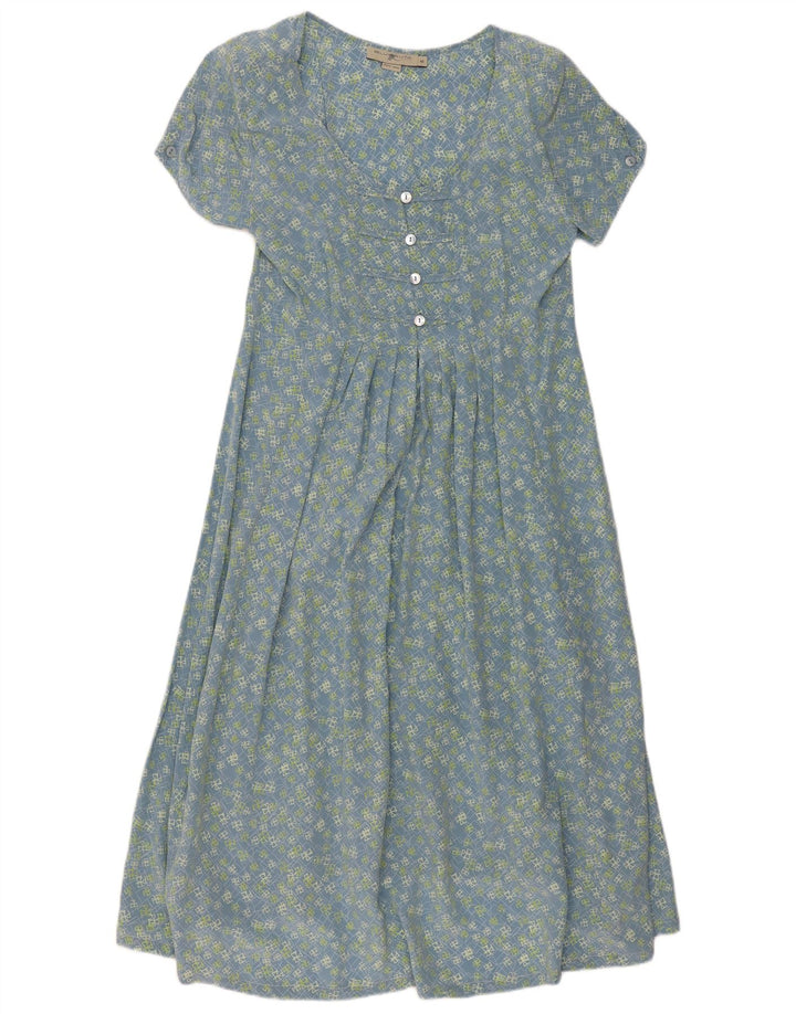 Blunauta Dame Maxi Tea Dress IT 46 Large Blue Floral Silke