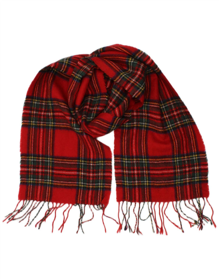 Vintage herre rektangel tørklæde One Size rød plaid lammeuld Classic