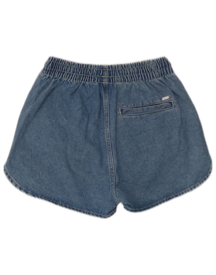 Guess grafiske denimshorts til kvinder W26 Small Blue Colourblock Polyester