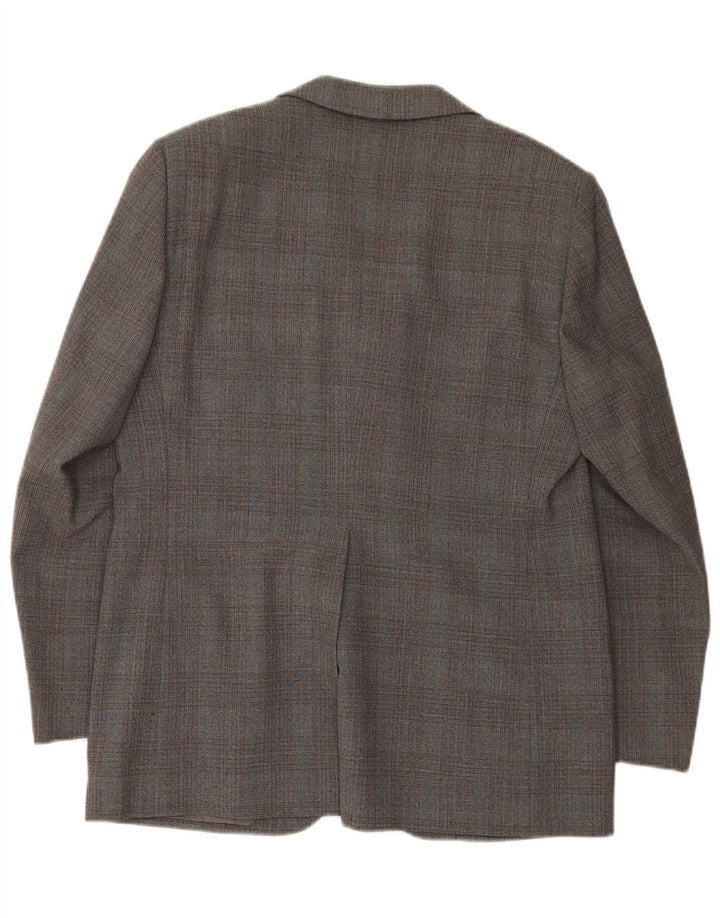 AQUASCUTUM Mens 3 Button Blazer Jacket UK 38 Medium Grey Check Wool