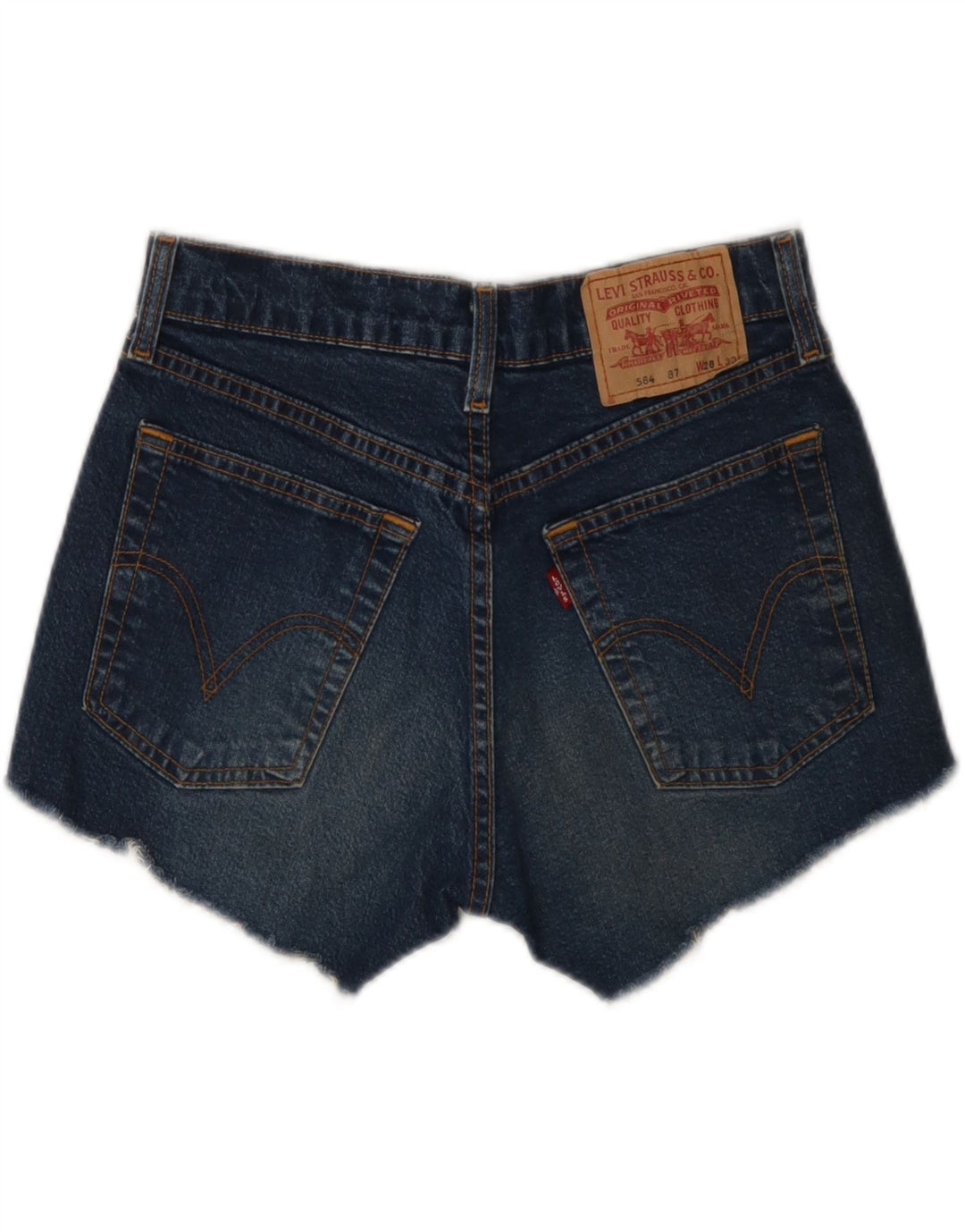 LEVI'S Womens 584 Denim Shorts W28 Medium Navy Blue Vintage Levi's and Second-Hand Levi's from Messina Hembry 