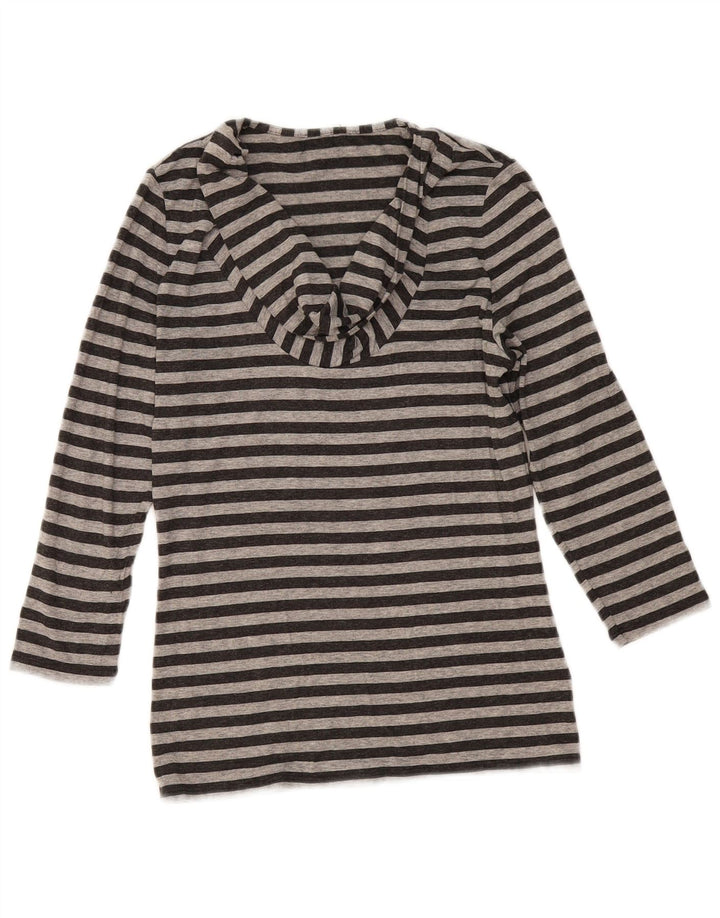 Phase Eight Dame Drop Neck Top 3/4 ærme UK 10 Små grå stribet