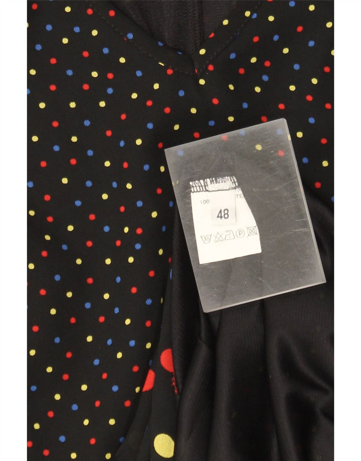 Vintage Dame A-Line Kjole IT 48 XL Sort Plettet Polyester