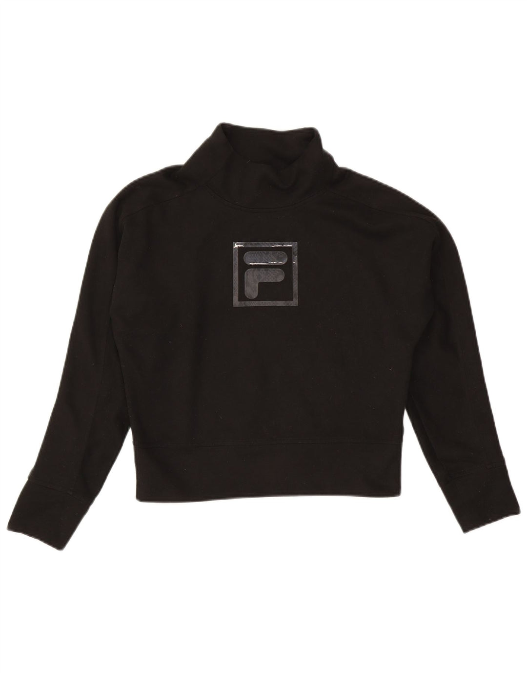 Fila Womens Crop Oversized grafisk top langærmet UK 6 XS sort polyester