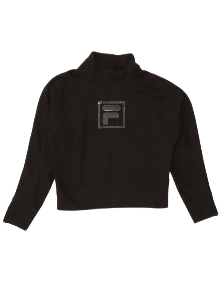 Fila Womens Crop Oversized grafisk top langærmet UK 6 XS sort polyester