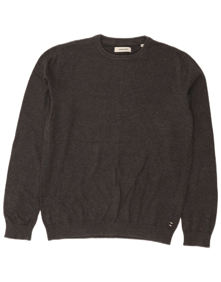 Jack & Jones herre sweater med rund hals, lille grå bomuld