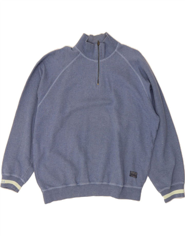 COTTONFIELD Mens Zip Neck Sweatshirt Jumper XL Blue Cotton Vintage Cottonfield and Second-Hand Cottonfield from Messina Hembry 