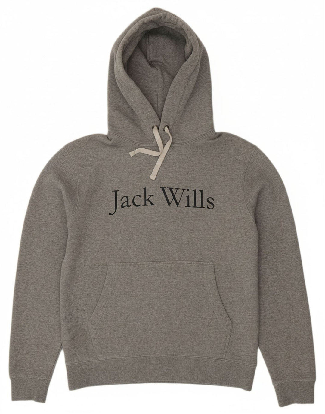 JACK WILLS Mens Graphic Hoodie Jumper Small Grey Cotton
