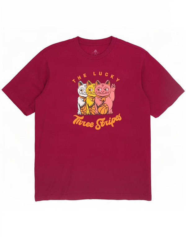 Adidas Herre grafisk T-shirt Top Medium Bourgogne bomuld