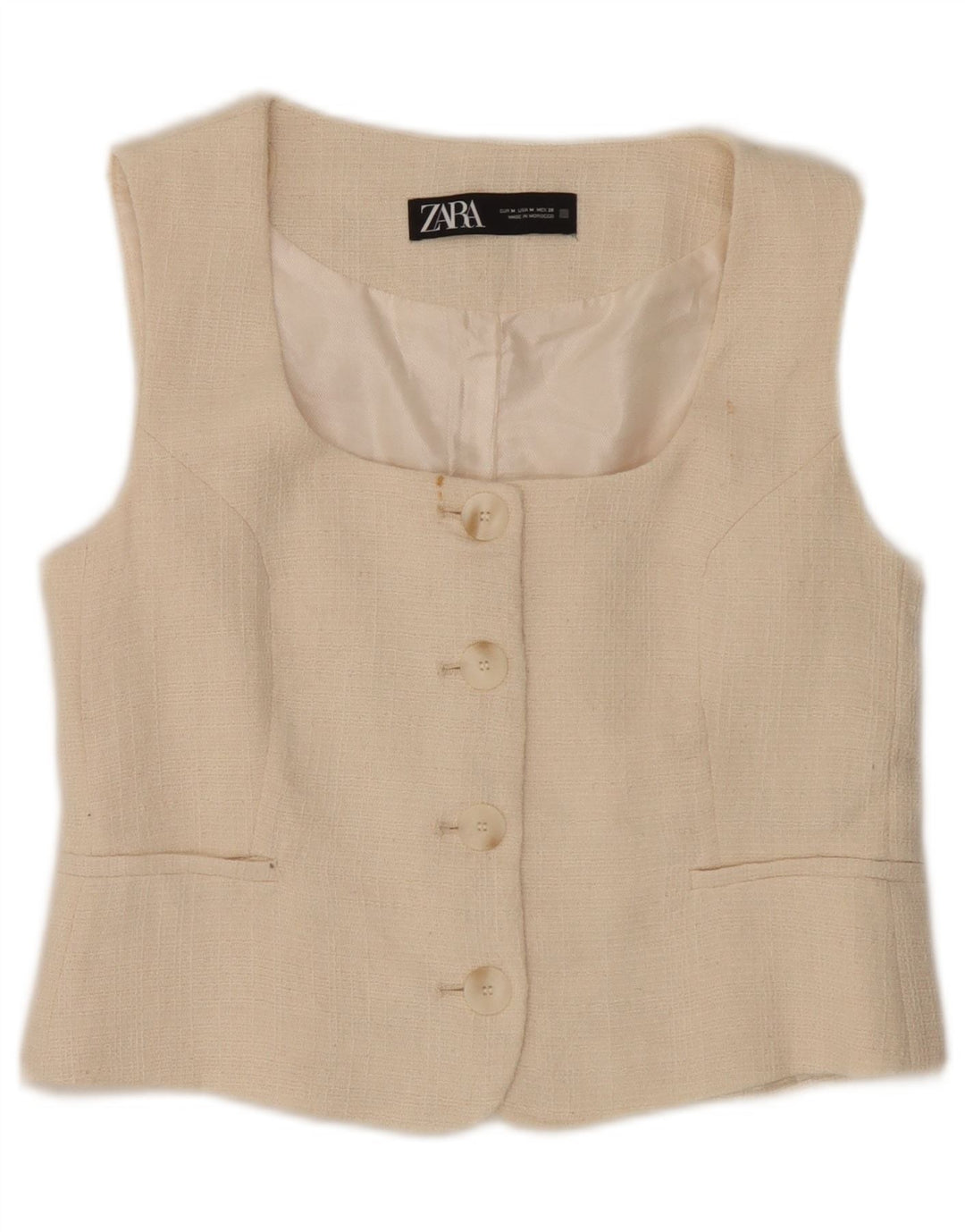 Zara Damevest UK 12 Medium Beige Bomuld