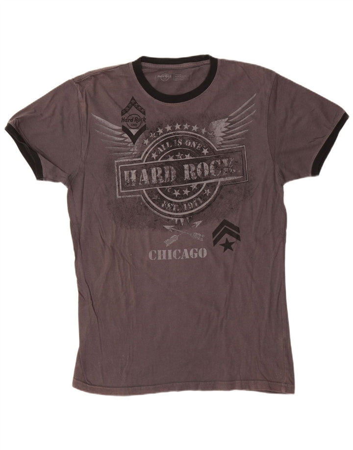 Hard Rock Cafe Herre Chicago Grafisk T-Shirt Top Mellemgrå Bomuld