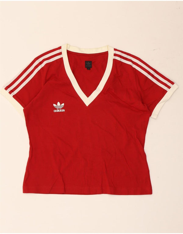 Adidas Dame T-Shirt Top IT 42 Medium Rød Bomuld