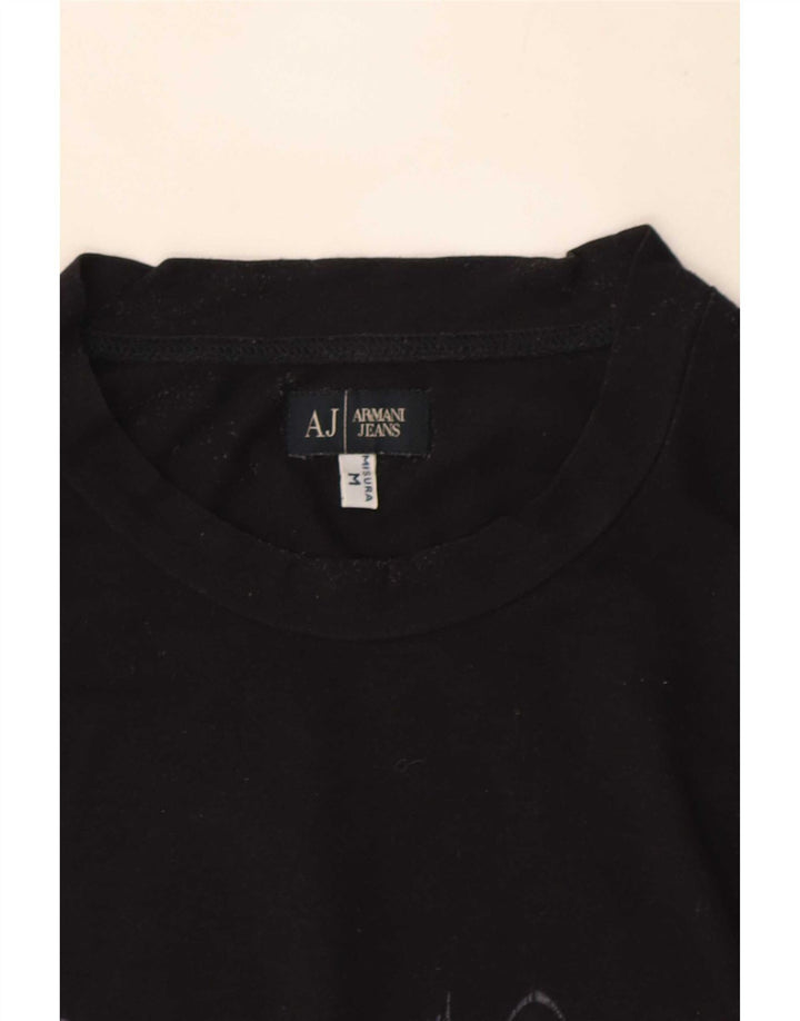 Armani Jeans Herre grafisk T-shirt Top Medium Sort