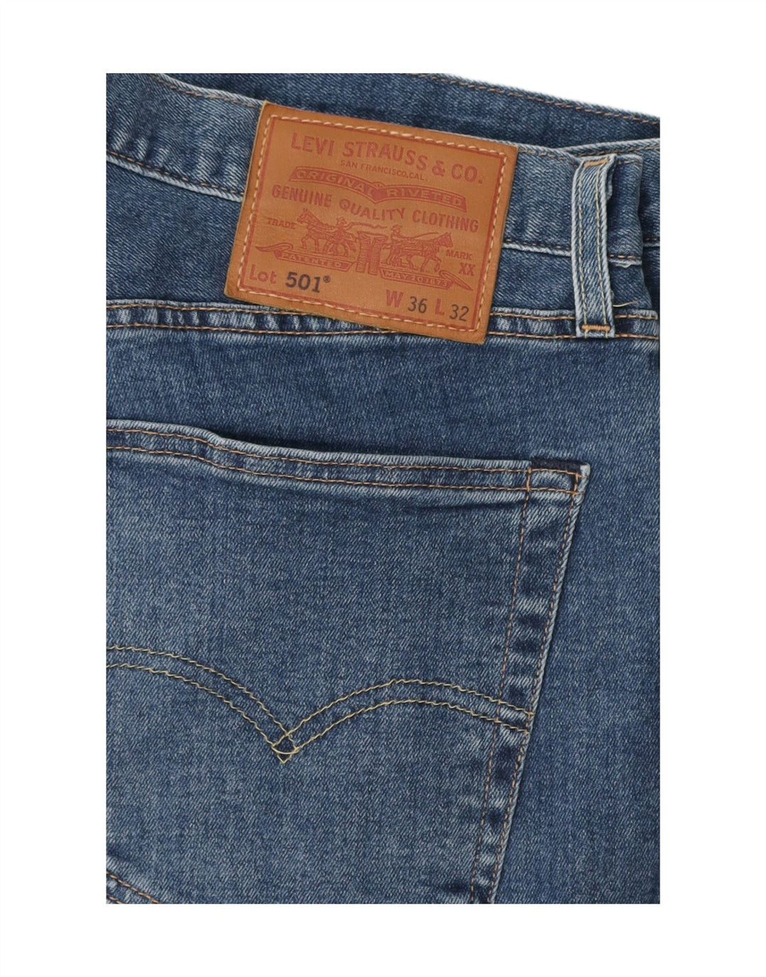 Levi's Herre 501 lige jeans W36 L32 blå bomuld