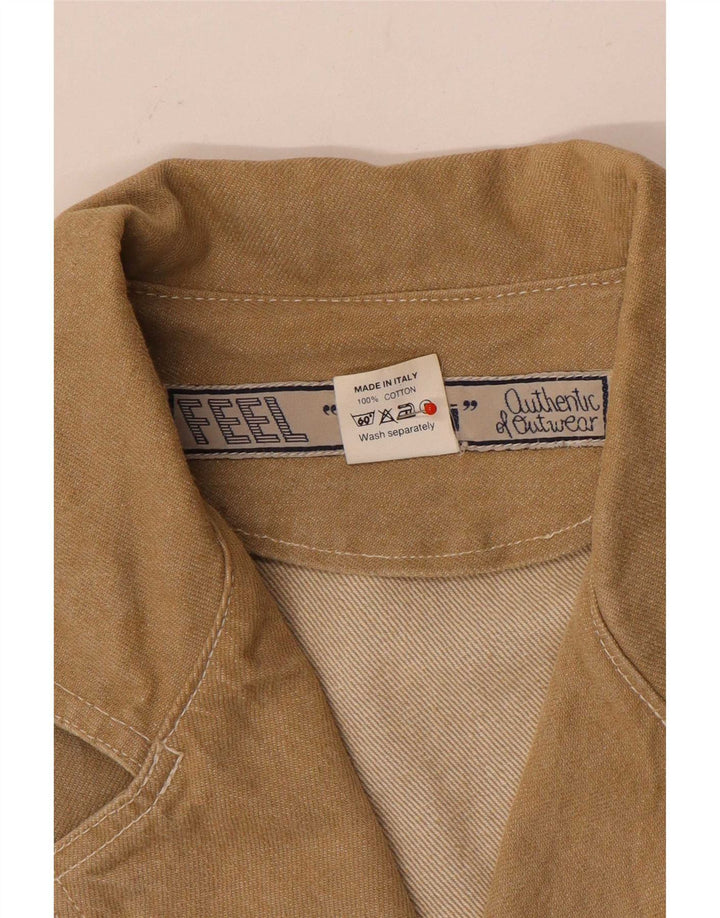 Vintage Dame Crop denimjakke UK 14 medium brun bomuld