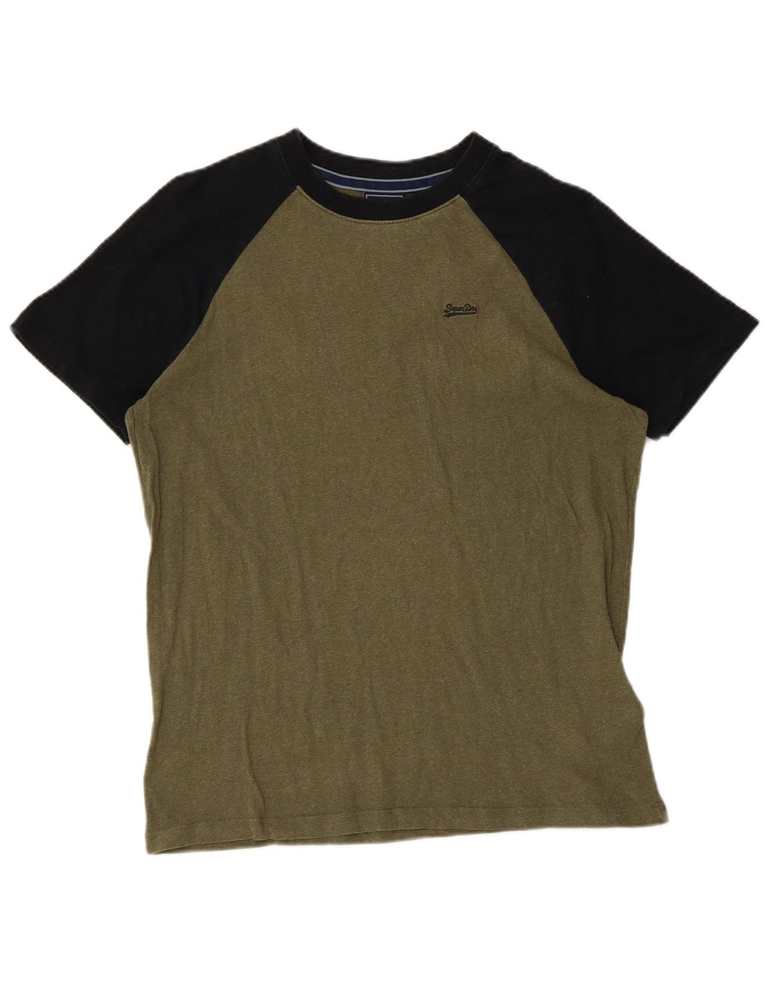 Superdry T-shirt top til mænd, lille Khaki Colourblock Bomuld
