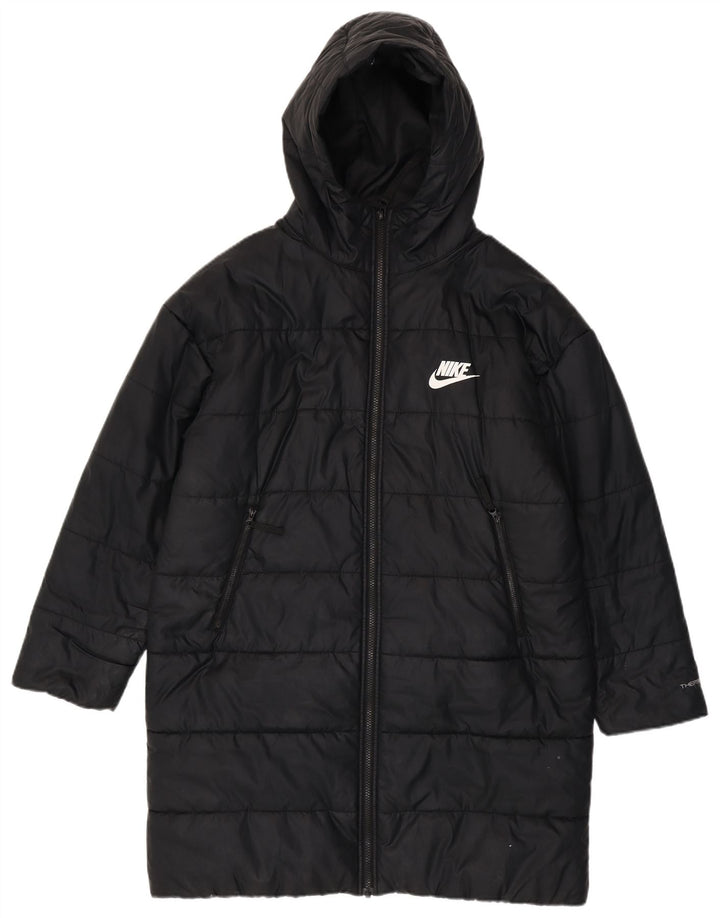 Nike Dame Therma-Fit grafisk, polstret hættejakke UK 14 Medium Sort