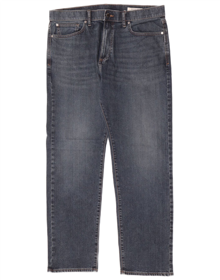 Marks & Spencer Herre Regular Fit Straight Jeans W36 L31 Blå Bomuld