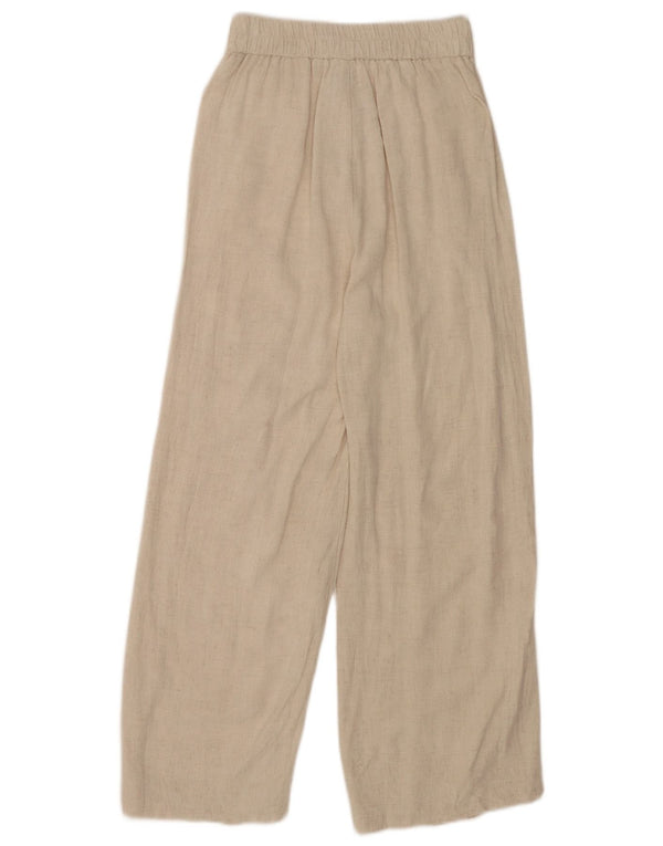 Stradivarius Womens High Waist Wide Leg Casual Trousers XS W24 L24 Beige