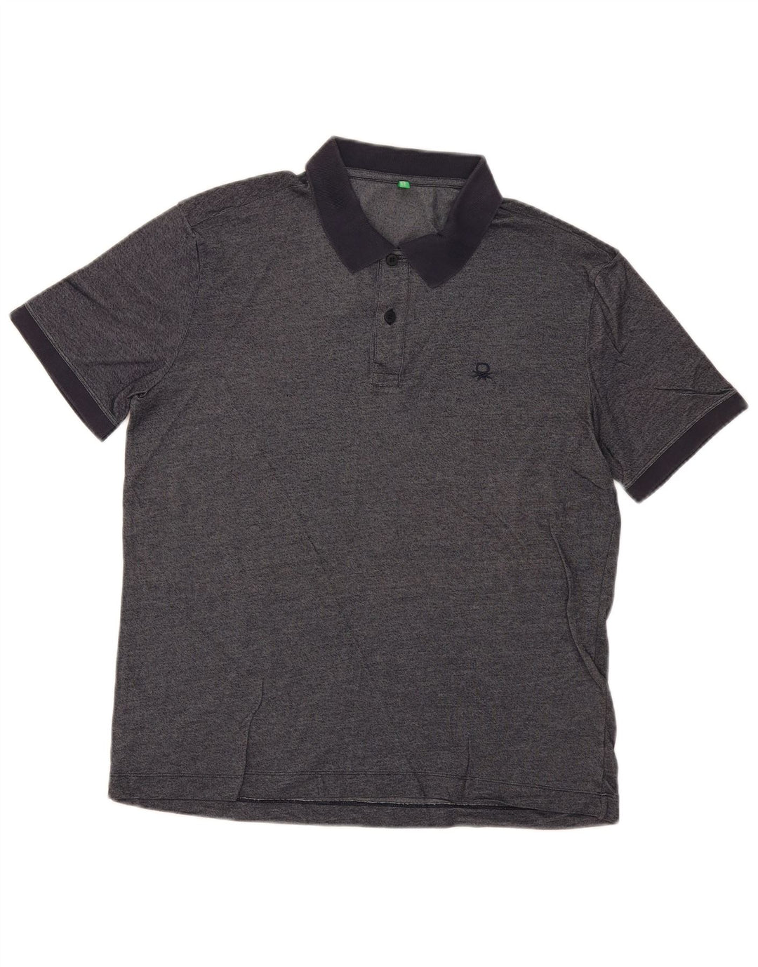 Benetton Herre Polo Shirt Large Navy Blue Flecked