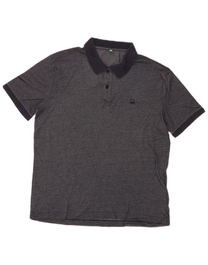Benetton Herre Polo Shirt Large Navy Blue Flecked