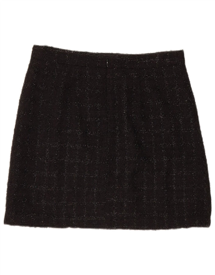 Warehouse Dame Mini-nederdel UK 10 Small W28 Black Check Polyester
