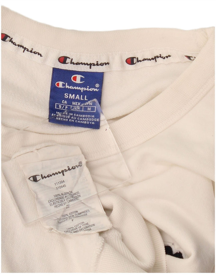 CHAMPION Womens Oversized Crop Graphic Sweatshirt Jumper UK 10 Small White