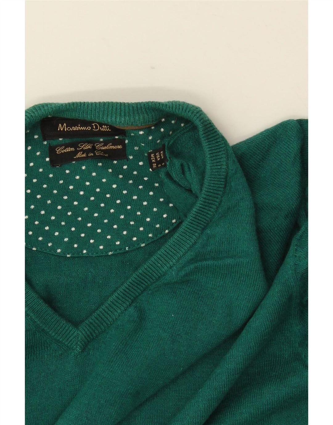MASSIMO DUTTI Herre V-hals sweater lille grøn bomuld